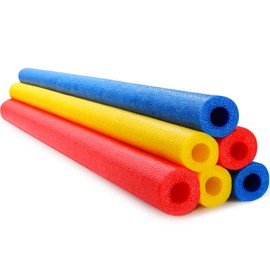 Hollowfly 6 Pack Jumbo Pool Noodles Swimming Floating Foam Tube Extra Large Hollow Bright Swimming Pool Noodles Bulk Heavy Duty for Adults(Red,Yellow,Blue,50 x 4.5 Inch)