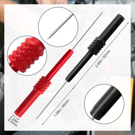 OIIKI 4 PCS Flexible Back Probe Pins, Bendable PVC Test Probes with 4mm Banana Socket Plug, Circuit Testers for Car Test, Automotive Repairing, Electrical Testing - Black, Red