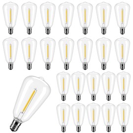 ST38 E12 LED Replacement Bulbs for Outdoor String Lights, 25 Pack Shatterproof Edison String Light Bulbs, 2700K Warm White Waterproof Dimmable Patio Light Bulbs Replacement for Patio Garden Deck