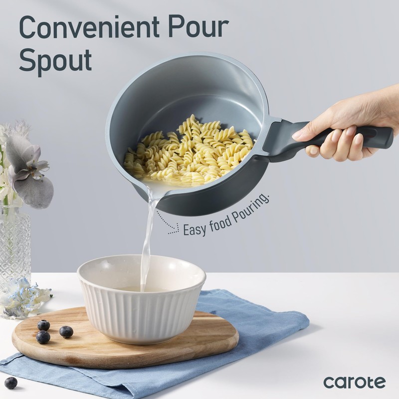 CAROTE 14 Pcs Ceramic Cookware Set, Pots and Pans Set