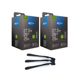 Schwalbe Inner Tubes AV 19F 40 mm Freeride 27.5 Plus 29 Plus Inch (65/75-584/622) + 3 MSZweirad Tyre Levers Set of 2