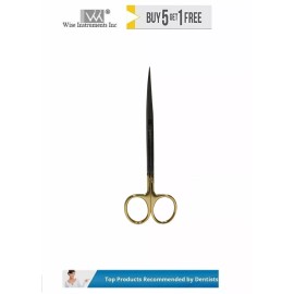 Wise Instruments Dental Surgical Scissor Metzenbaum Scissors, Curved, Sharp, 14.5cm