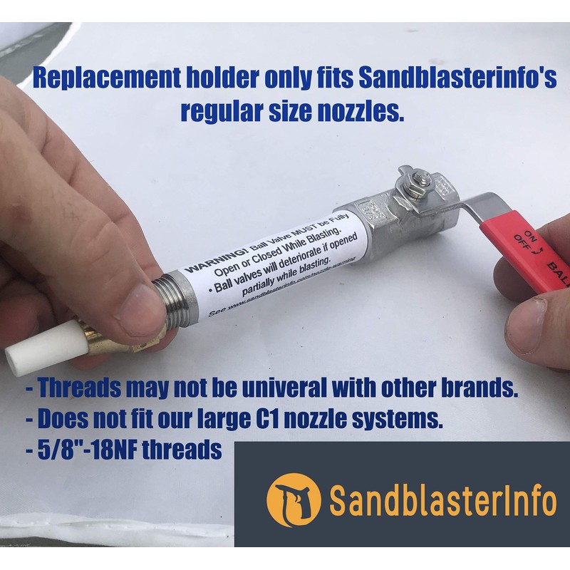 Replacement Sandblaster Nozzle Holder Cap + Ceramic Nozzle with 2