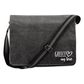 Huuraa Greece My Love Shoulder Bag Gift 14 Litres Canvas Greece Gift Idea, black, Unit size