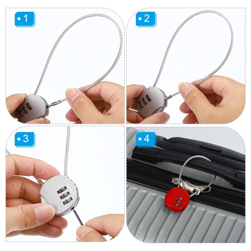 PATIKIL Combination Lock 20 Inch, 2 Pcs 3 Digit Outdoor