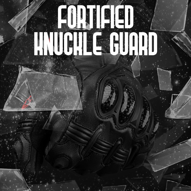 J.A.G. Leather Motorcycle Gloves for Men - Carbon Fiber Knuckle