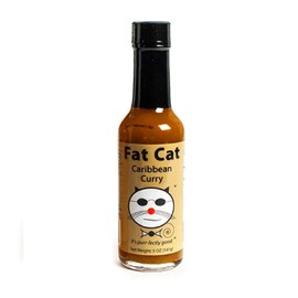 Caribbean Curry Scotch Bonnet Pepper Hot Sauce by Fat Cat Gourmet, 6 Pack, Preservative-Free, Gluten-Free, 5 oz. glass bottle