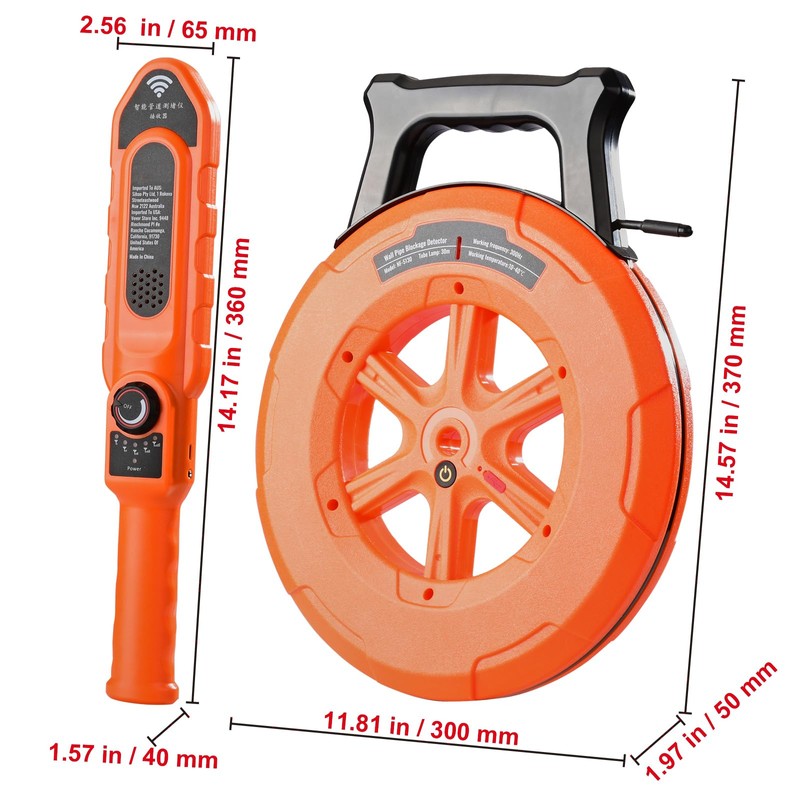 Happybuy Pipe Blockage Detector, 100ft/30m Waterproof Locator, for PVC, Plastic,