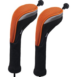 Andux Long Neck Golf Hybrid Club Head Covers with Dial No. Tag CTMT-02 2pcs Orange