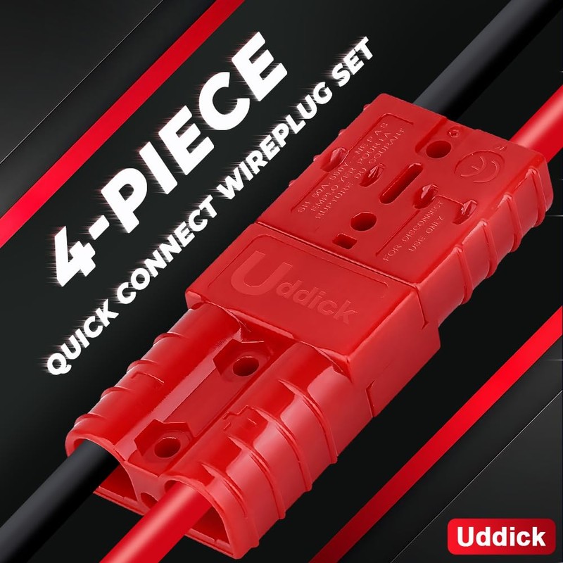 Uddick 4PCS 50A 6-10 Gauge Battery Cable Quick Connect/Disconnect Connector