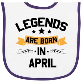 inktastic Legends Are Born in April Baby Terry Cloth Bib White and Purple 285e0