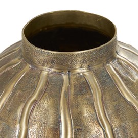 Deco 79 Metal Decorative Vase Snakeskin Inspired Centerpiece Vase with Dimensional Wavy Accents, Flower Vase for Home Decoration 9" x 9" x 12", Brass
