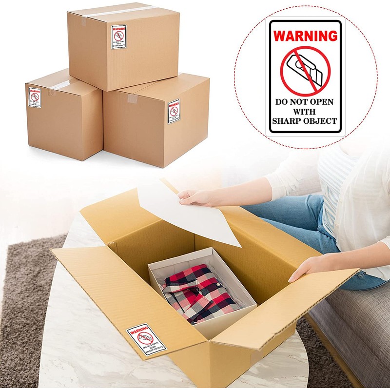2x3 inch "Do Not Open with Sharp Object" Industrial Warning