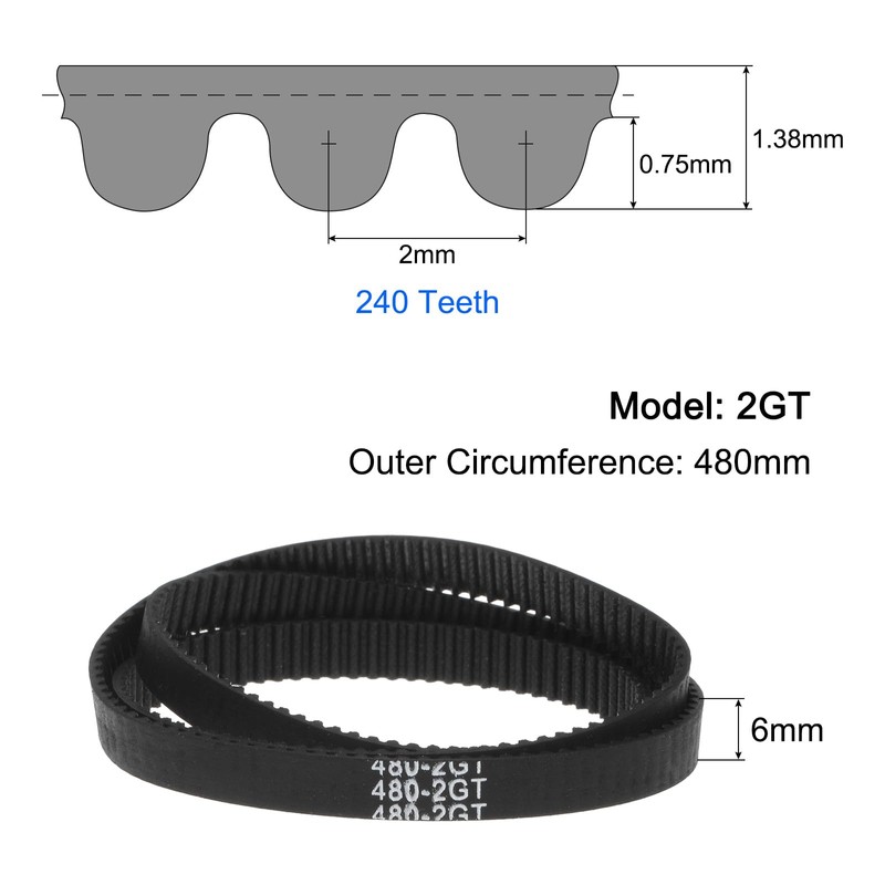 sourcing map 2pcs 2GT Timing Belt Closed Loop Rubber Belts