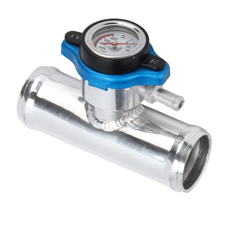 38mm/1.5in Inline Radiator Hose Filler Aluminum With Temperature Gauge for