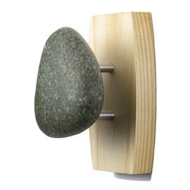 Sea Stones Coast Hook - Coat Hook - Hand Selected, Natural Stone Wall Hook with Elegant Wooden Backplate - Hang Your Coats, Towels, Robes & More with Both Indoors & Outdoor Uses (1 Pack, Ash)