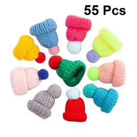 Healifty 55 Pieces Christmas Mini Hat Pendant Accessories Decoration Hats Jewellery Knitting Hats Crochet Knitted Hat