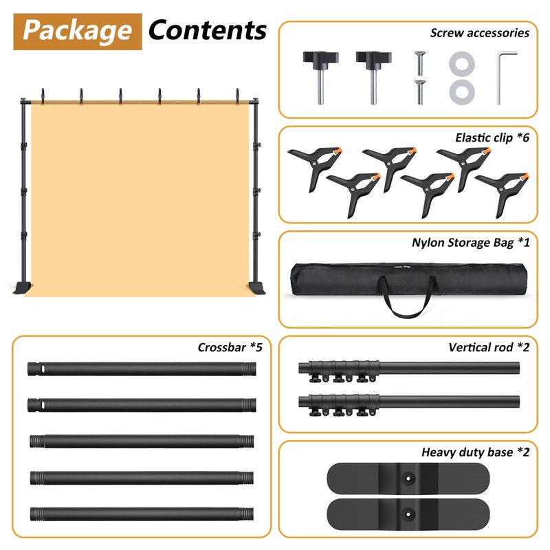 Forlogic 10x8ft Banner Backdrop Stand Kit，Heavy Duty Adjustable Photo Background
