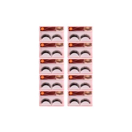 CETC Soft 100% Natural Black Thick Long False Eyelashes Makeup Extension Pack Of 10 Pair Fake Eyelashes