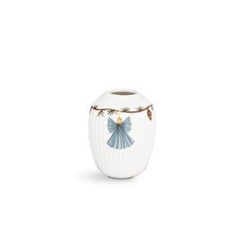 Kähler Hammershøi Christmas Vase Height 10.5 cm Handmade with Watercolour Painting, White