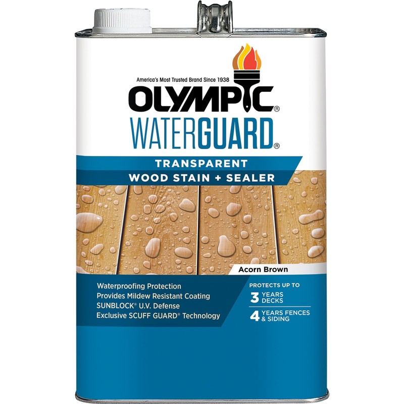 Olympic WaterGuard 1 gal. Acorn Brown Transparent Wood Stain and