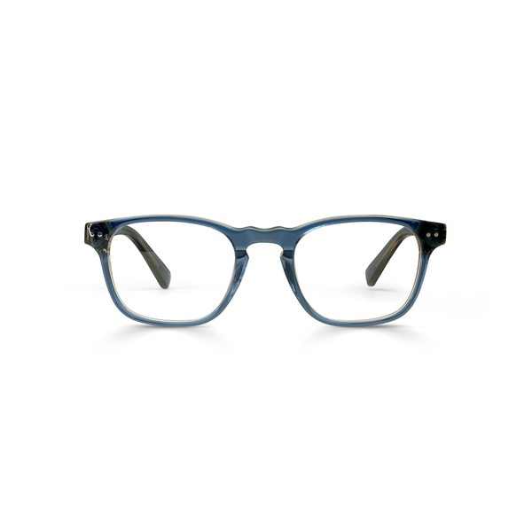 eyebobs Old Sport Premium Readers for Women and Men | Square Eye Glasses | Navy Crystal Front and Temples | 2.75