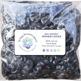 Real Mohair Locks. Hand Dyed Wool Fiber for Rooting, Felting, Blending, Spinning, Wallhangings and Embellishments. Gray, 1 Ounce (28g)