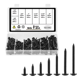 # 8 Screws Assortment Set 210pcs Alloy Steel Standard Wire Truss Head Fast Self Tapping Wooden Screw Black Oxide by SG TZH