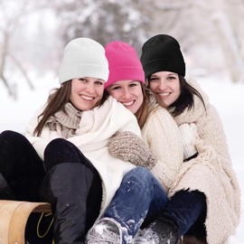 Voarge 1 x Beanie Hat Stretchy Cuffs, Unisex Winter Warm Wind Protection Knitted Hats Soft Elastic Fleece for Men and Women, pink