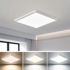 16 Inch Square LED Flush Mount Ceiling Light, 36W 3600LM, 3000K/4000K/6000K CCT Selectable,White Super Slim Low Profile Ceiling Light Firxtue for Bedroom/Kitchen/Living room/Dinning room/Hallway