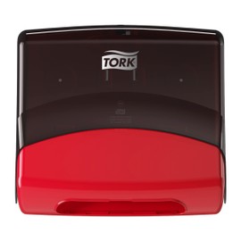 Tork Folded Wiper Dispenser Red/Black W4, Wall-Mounted, 6540281