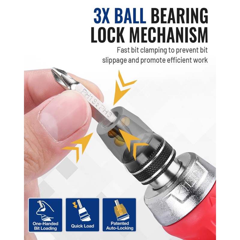 WORKPRO 12-in-1 Stubby Ratcheting Multi-bit Screwdriver, Short Screw Drivers with