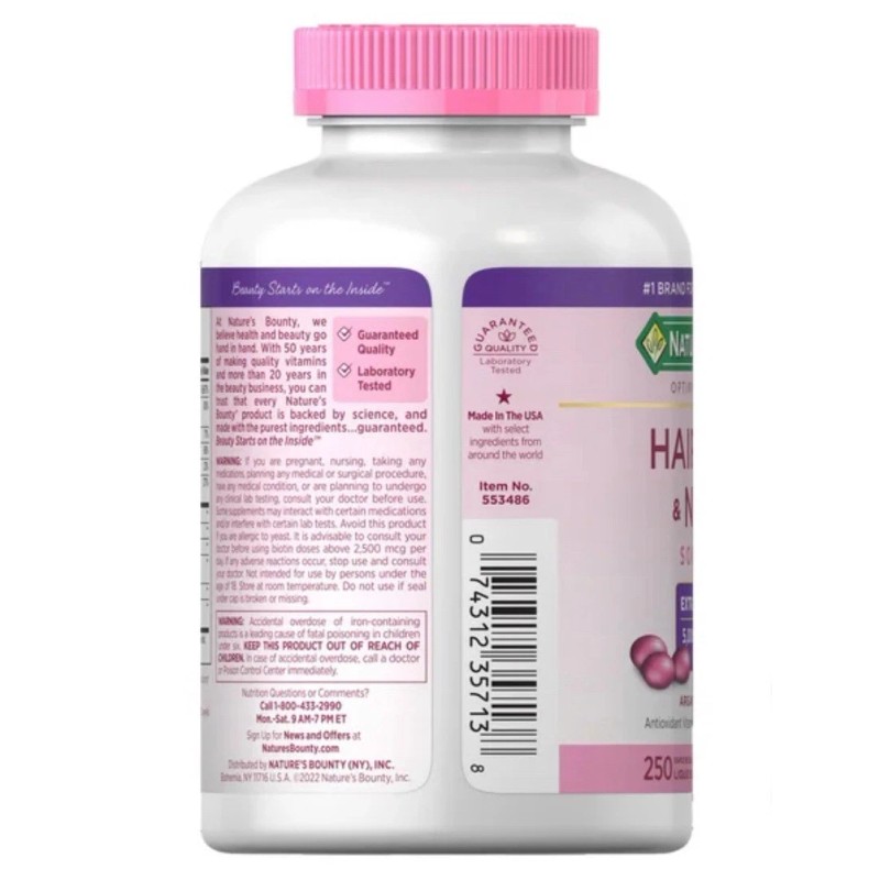 Nature's Bounty HAIR SKIN and NAILS 250 Softgels Multivitamin 5000
