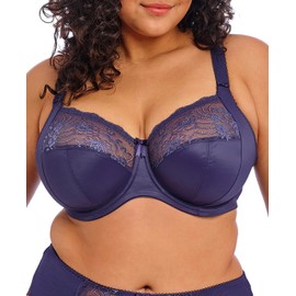 Elomi Women's Morgan Stretch Lace Banded Underwire Bra, Midnight, 44G