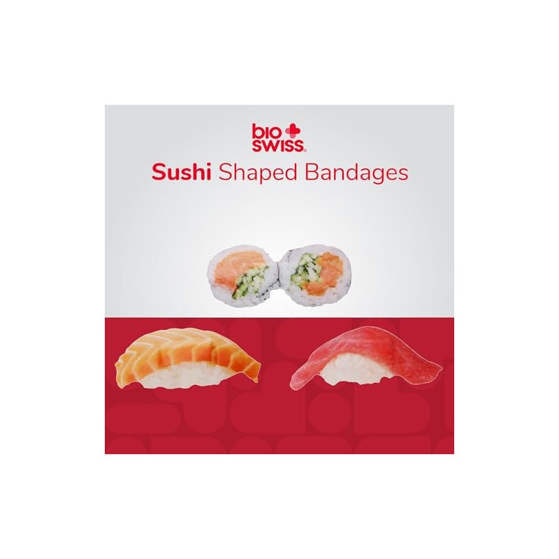 BioSwiss Vendas autoadhesivas con forma de sushi, sin látex, estériles,