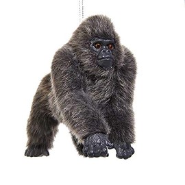 The Bridge Collection Furry Gorilla Ornament - Male Gorilla Jungle Zoo Animal Christmas Ornament