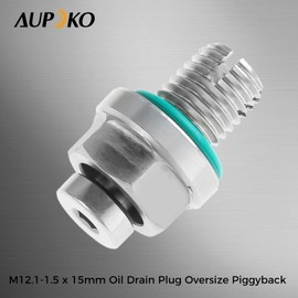 Aupoko M12.1-1.5 x 15mm Oversize Piggyback Oil Drain Plug, Stainless Steel Self Tapping Oil Pan Thread Repair Kit for Car Motorcycle Silver Tone