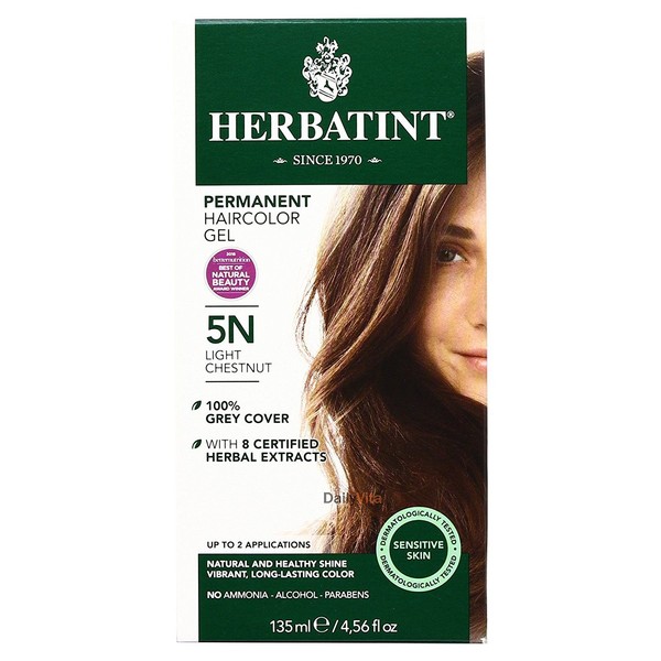 Herbatint Permanent Hair Color Light Chestnut 5N - 135 ml - Pack of 4