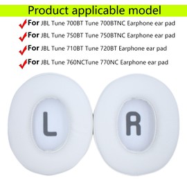 Tune 700BT Replacement Ear Pads Compatible with JBL Tune 700BT 700BTNC 710BT 750BT 750BTNC 760BTNC Headphones, Made of Soft Protein Leather and Memory Foam (White)