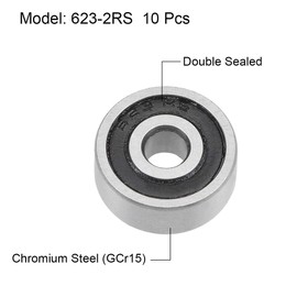 TOP-VIGOR 10Pcs 626-2RS Deep Groove Ball Bearings, Z2 6mm x 19mm x 6mm Double Sealed Industrial Bearings, Chrome Steel P6(ABEC3) Skateboard Bearings for Electrical Instrument Equipment