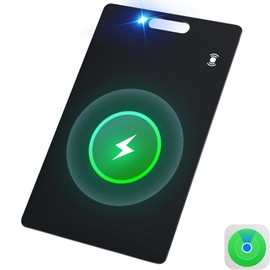 IPOIUIYP Tarjeta GPS para Cartera,Tracker Card de Carga Inalámbrica,Smart Card Compatible con Apple Find My (Solo iOS),Resistente al Agua IP68 y Ranura para Cordón，Adecuado para Equipaje,Cartera