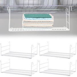 Amylove 4 Pieces 14.7 Inch Hanging Wire Shelf Organizer Closet Storage Shelves Hanging Wire Shelving Rack Accessories for Closet Pantry Storage Room Bathroom Organization, White