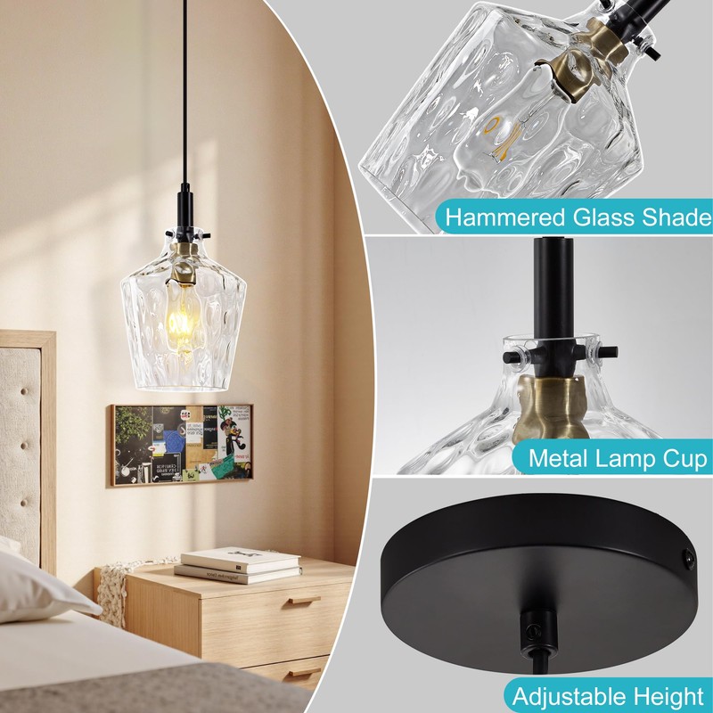 Vaziden Modern Hammered Glass Pendant Lighting for Kitchen Island 1