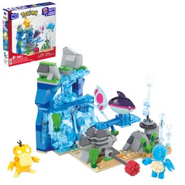 MEGA Pokémon Actionfigur-Bauspielzeug, Wasserabenteuer mit 319 Teilen und beweglichem Schiggy, Enton und Finneon, für Kinder, HXF79