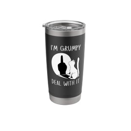 Funny Cat Shadow I'm Grumpy Deal With It Stainless Steel Insulated Tumbler