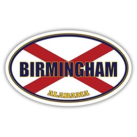 Birmingham City Alabama State Flag | AL Flag Jefferson County Oval State Colors Bumper Sticker Car Decal 3x5 inches