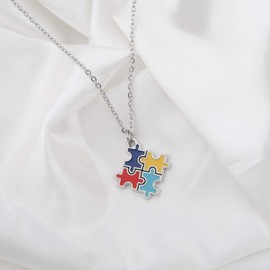 FUSTMW Autism Awareness Necklace Gifts for Autistic Colorful Puzzle Piece Jewelry Gifts (Autism Awareness necklace)