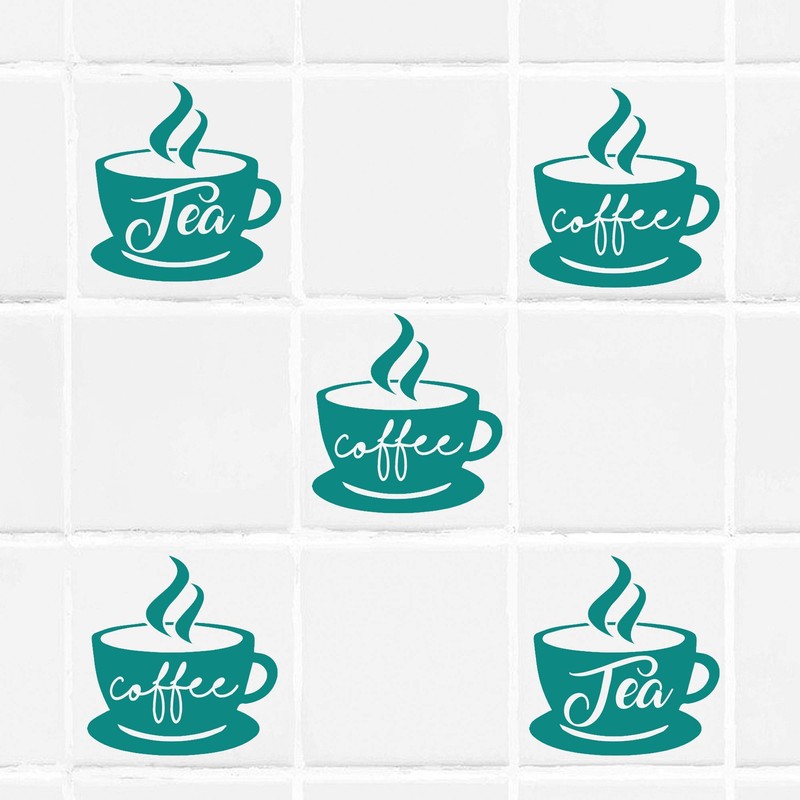 Coffee Cup Tile wall Sticker for Kitchen, Tea Cup wall