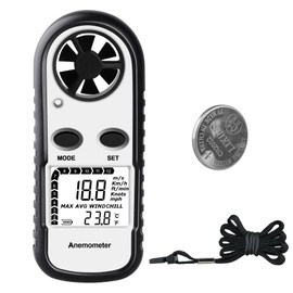 Digital Anemometer, XRCLIF Wind Speed Meter with Backlight LCD, Wind Gauge Air Flow Velocity Measurement with Thermometer, Wind Measuring Tool for Sailing/Surfing/Fishing/Kite Flying
