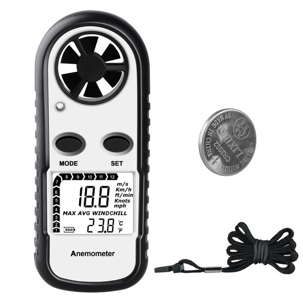 Digital Anemometer, XRCLIF Wind Speed Meter with Backlight LCD, Wind